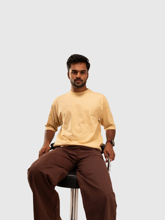 Solid Cream Oversized T-Shirt