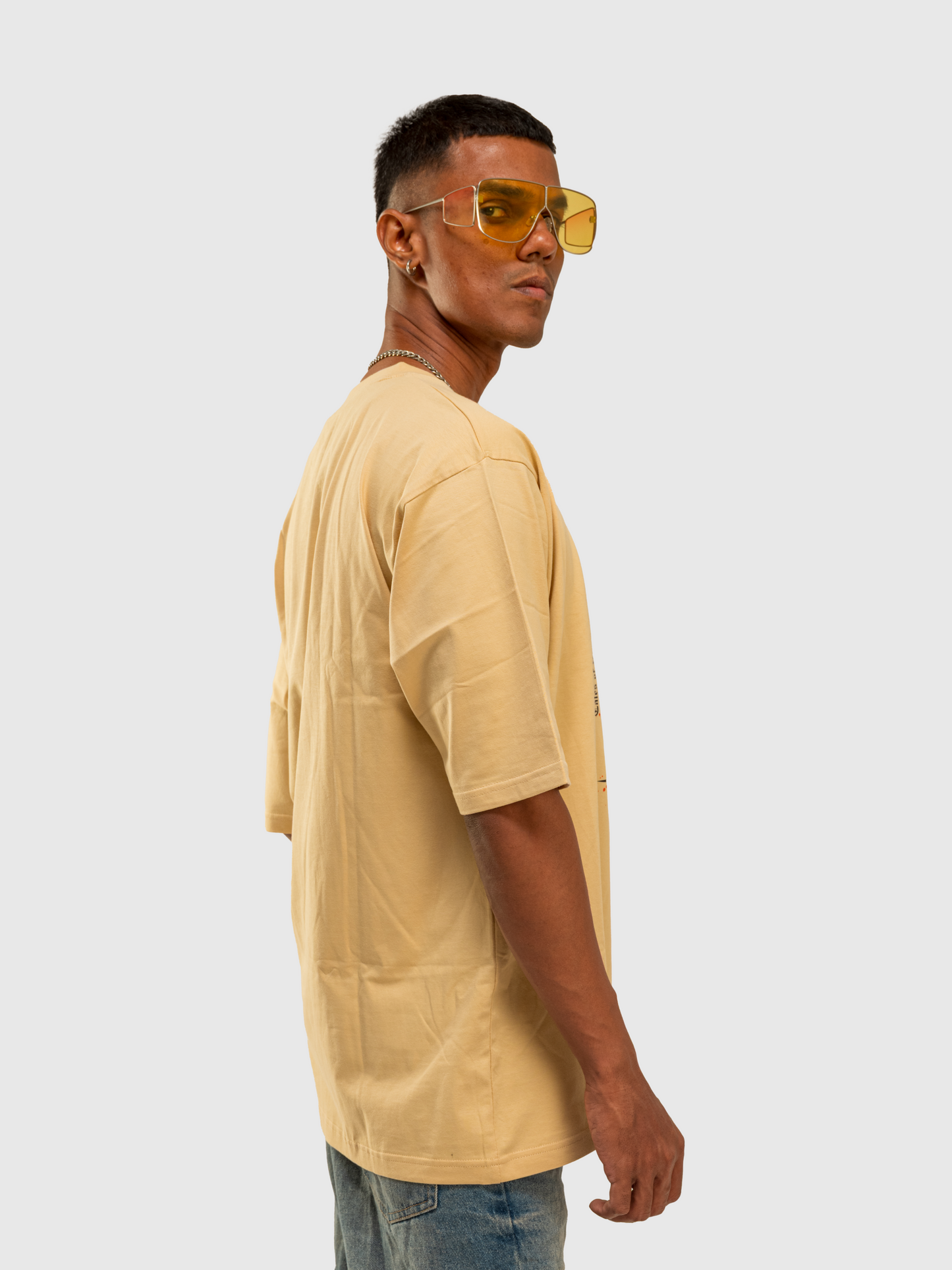 Solid Cream Oversized T-Shirt