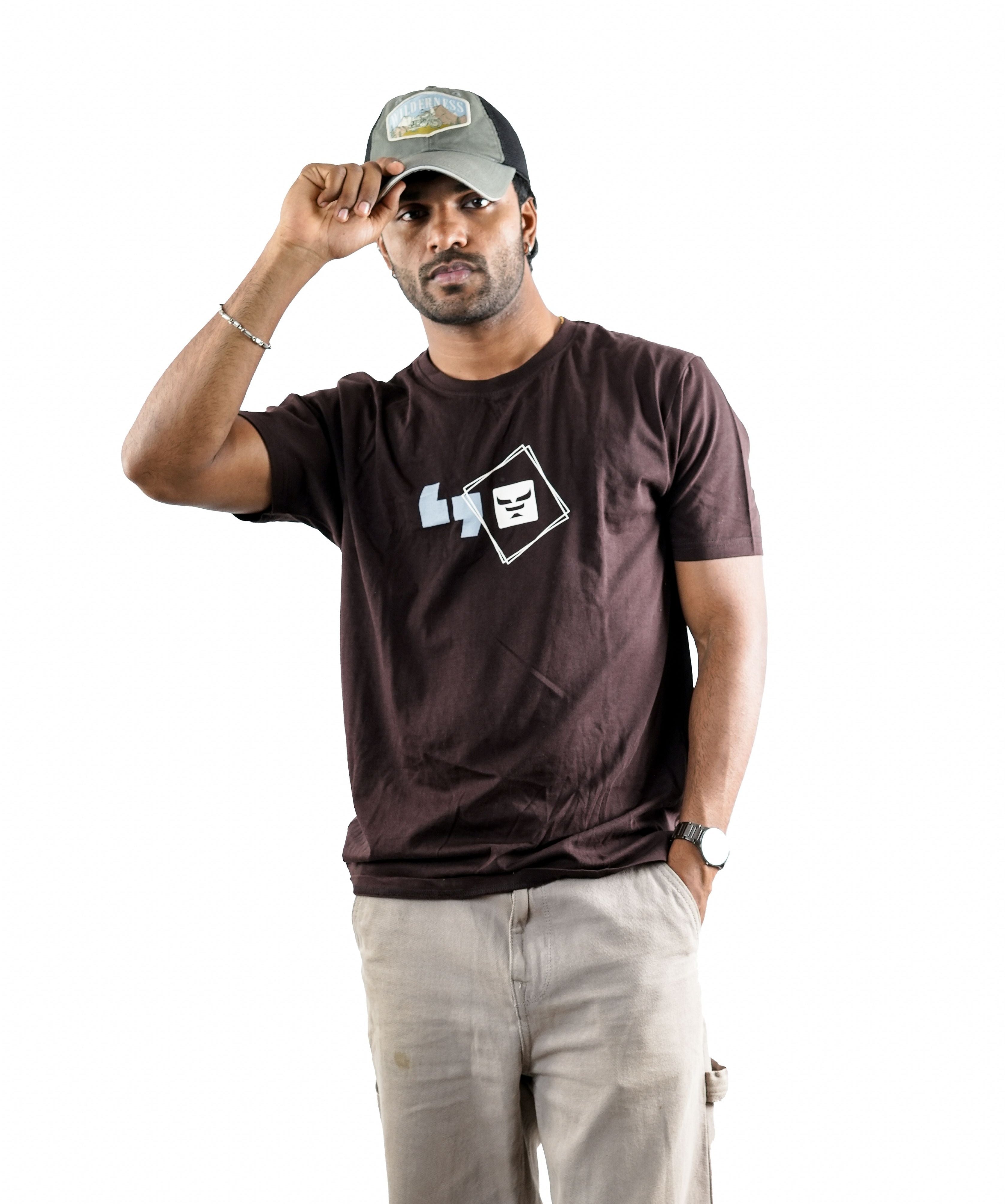 Signature Logo Brown Regular Fit T-Shirt