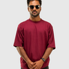 Red Wine Solid Oversized T-Shirt