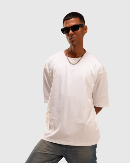 White Solid Oversized T-Shirt