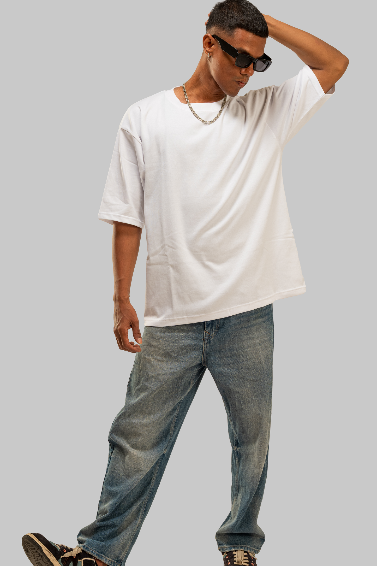 White Solid Oversized T-Shirt