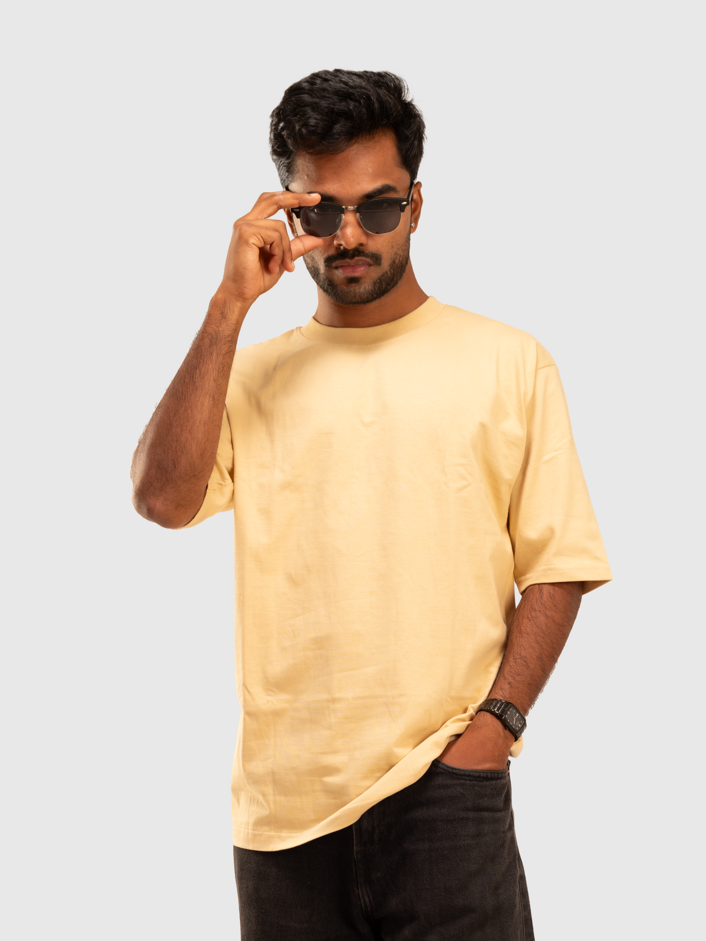 Solid Cream Oversized T-Shirt