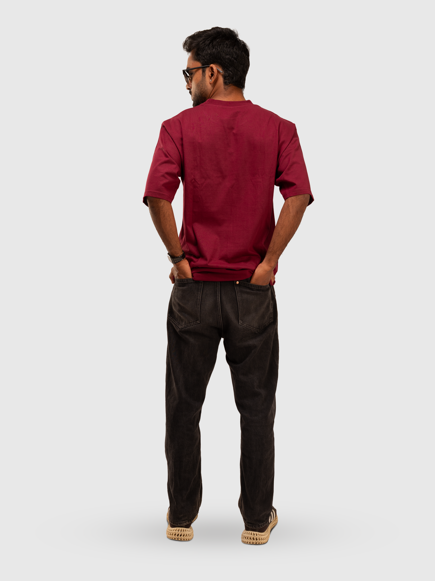 Red Wine Solid Oversized T-Shirt