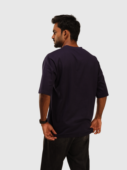 Deep Blue Solid Oversized T-Shirt
